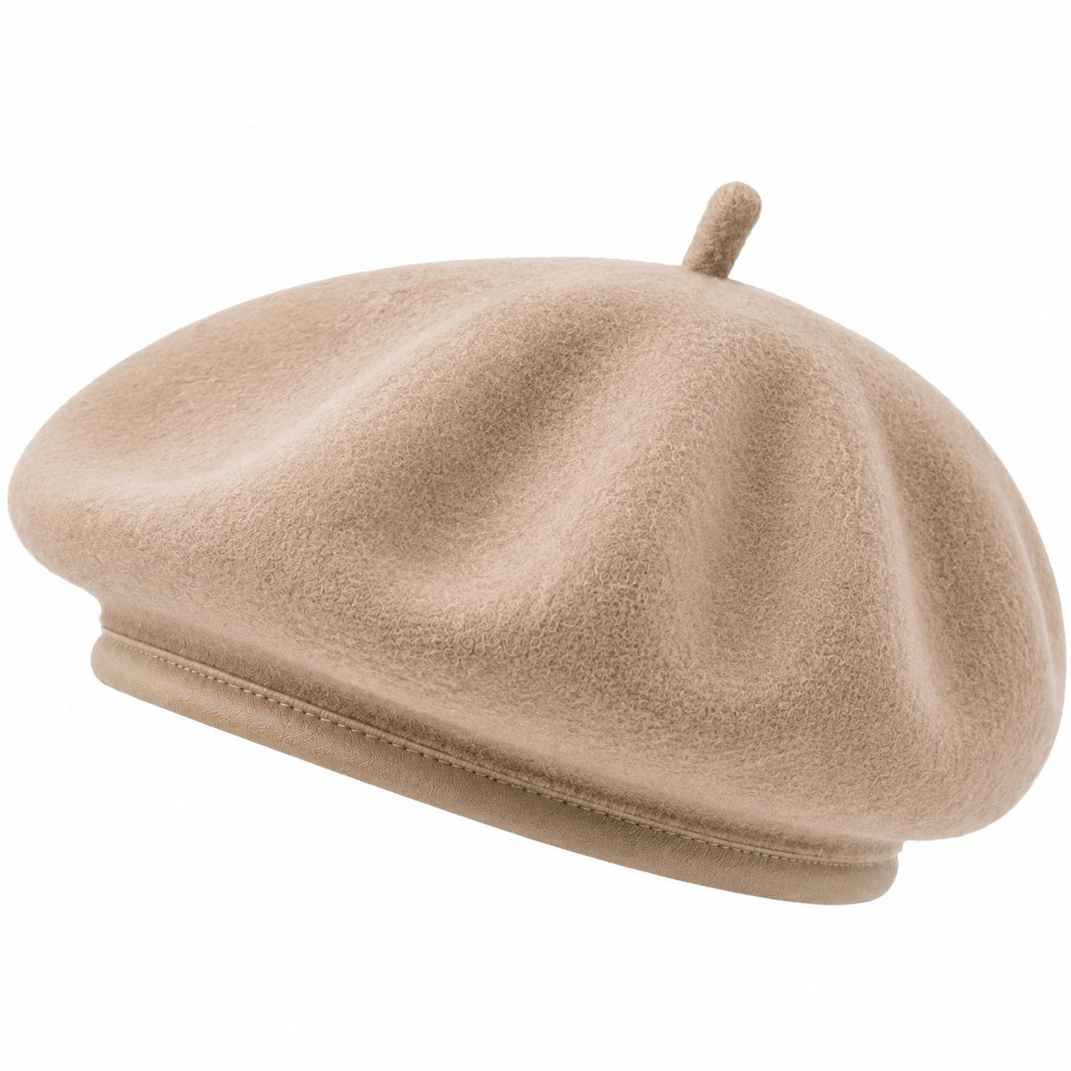 Béret taille unique en tissu bouclé beige - style décontracté
