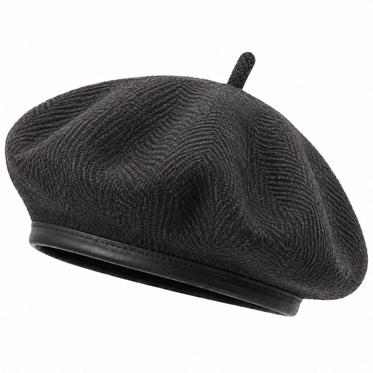 Béret taille unique en textile noir style classique