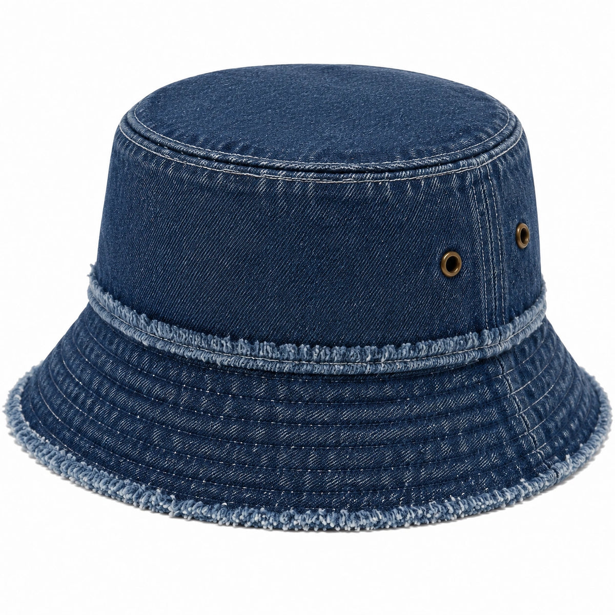 Chapeau bob taille unique en denim bleu à bord effiloché style décontracté