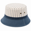 Chapeau bob taille unique en tissu beige et bleu à rayures - bord souple