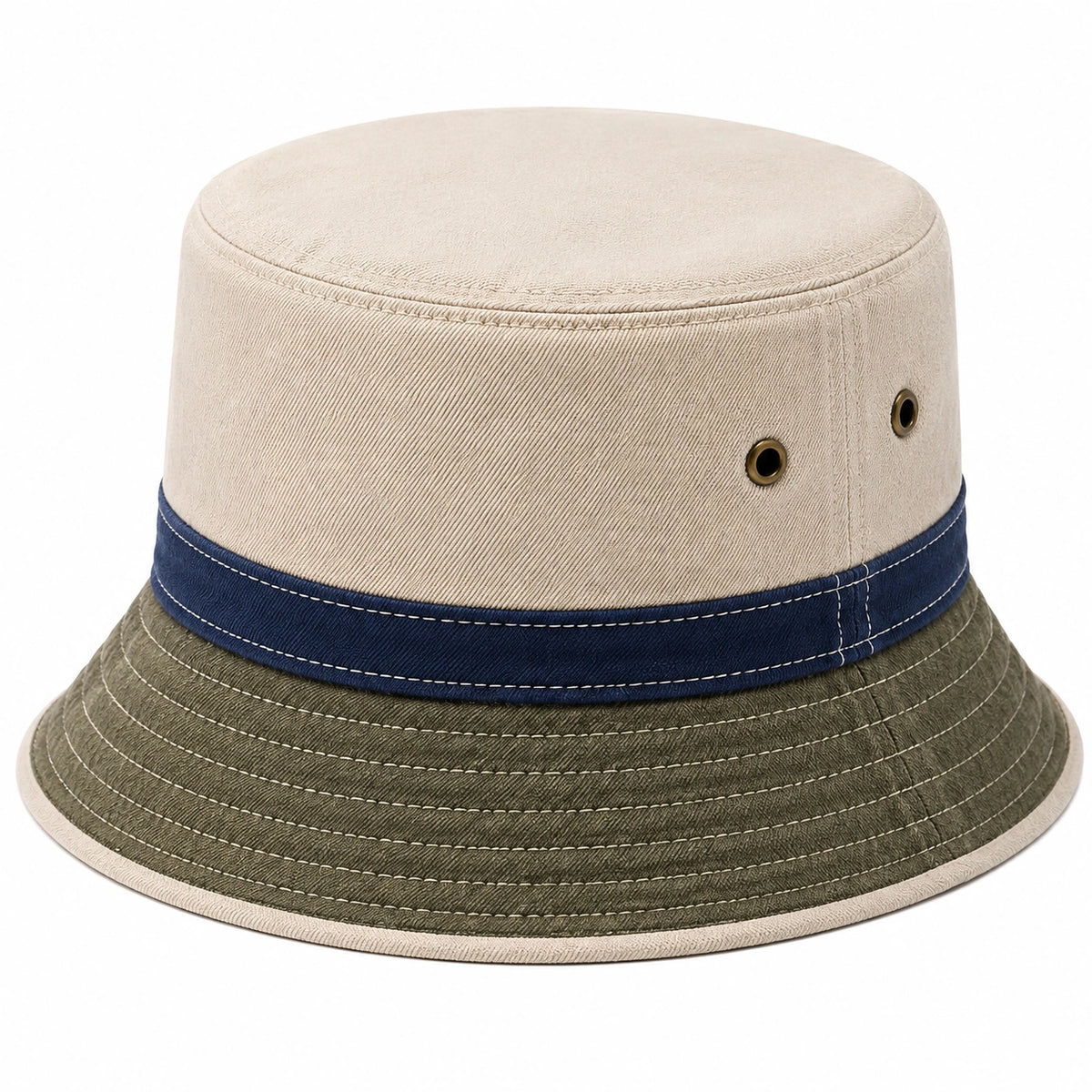 Chapeau bob taille unique en tissu beige bleu marine kaki à bords souples