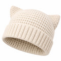 Bonnet taille unique en maille écru à oreilles de chat style tricoté
