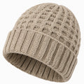 Bonnet en maille beige taille unique à revers style torsadé