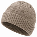 Bonnet taille unique en maille beige à revers style côtelé