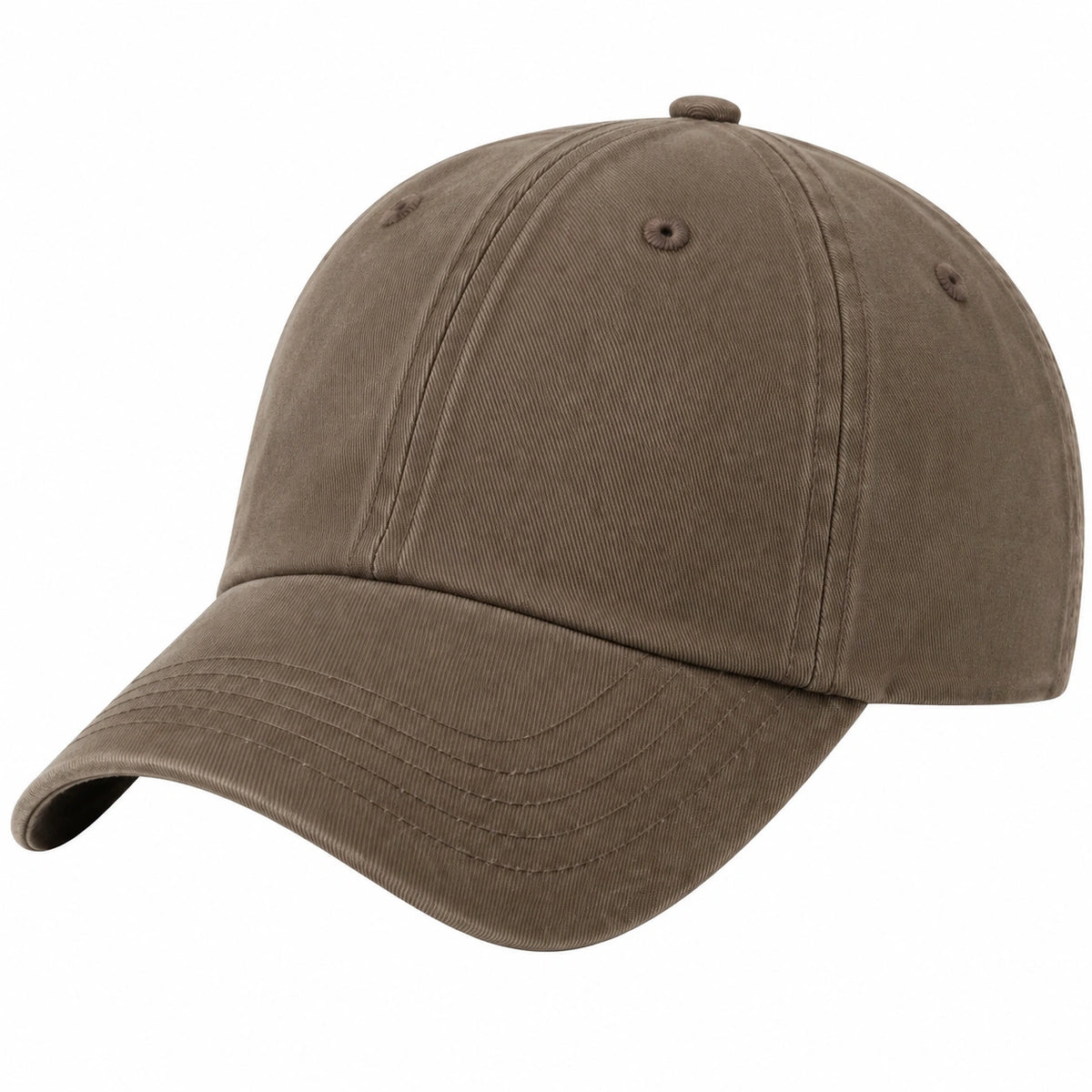 Casquette de baseball taille unique en tissu marron à visière courbée style décontracté