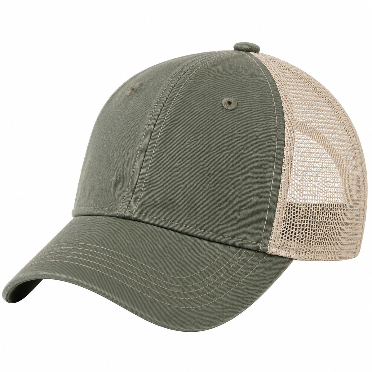 Casquette taille unique kaki et beige en textile avec maille respirante style trucker