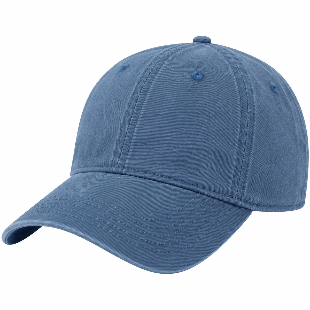 Casquette de baseball taille unique en coton bleu avec visière courbée