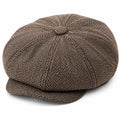 Casquette gavroche taille unique en tissu brun style chevrons