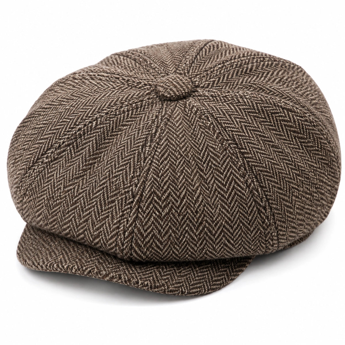 Casquette gavroche taille unique en tissu brun style chevrons