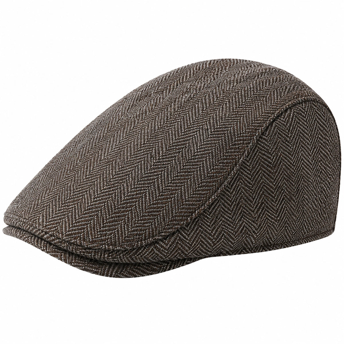 Casquette plate taille unique en tissu brun à chevrons - style classique