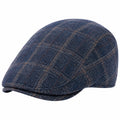 Casquette plate taille unique en tissu bleu marine à chevrons style classique