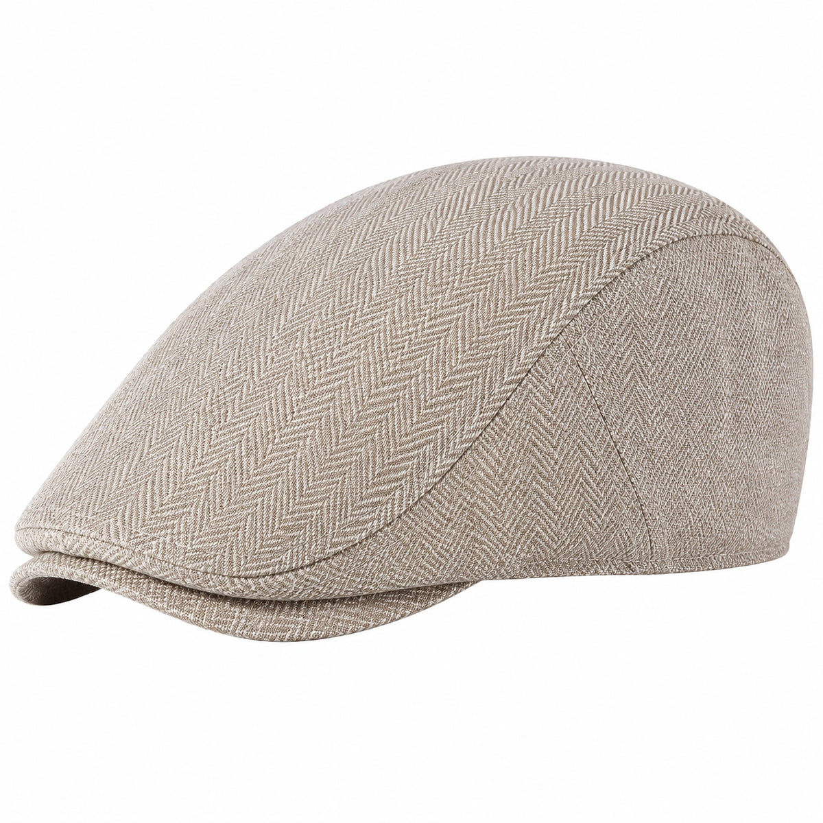 Casquette plate taille unique en tissu beige à chevrons style classique