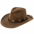Chapeau cowboy taille unique aspect cuir marron style western pour adulte