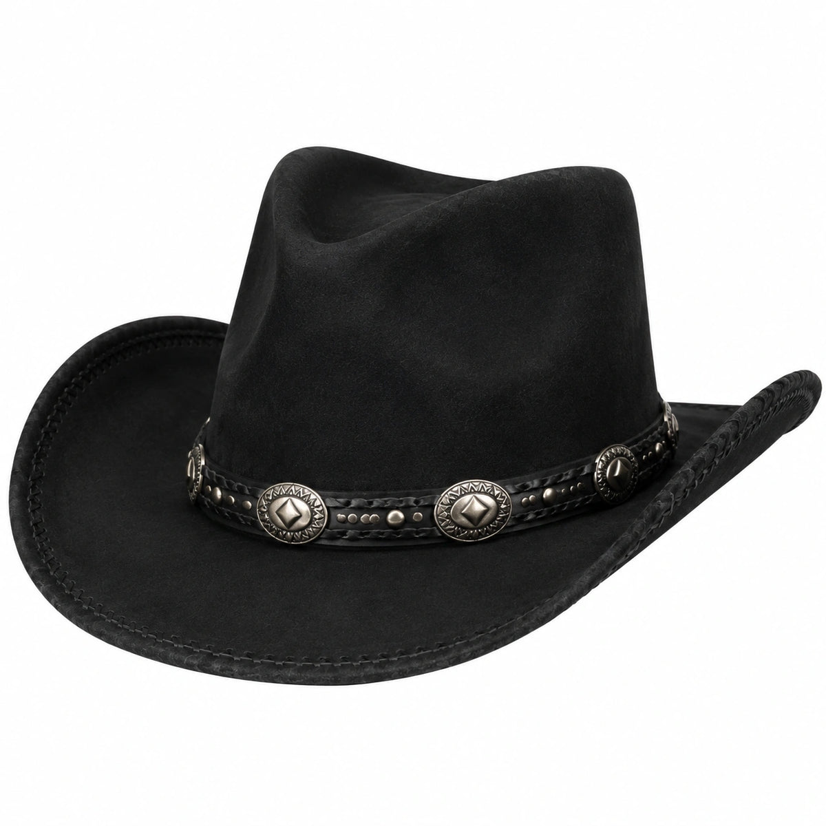 Chapeau cowboy taille unique noir aspect suédine style western
