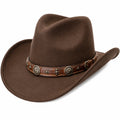 Chapeau cowboy taille unique marron en feutre avec bande décorative style western