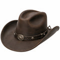 Chapeau cowboy taille unique marron en matière synthétique effet cuir style western