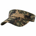 Visière taille unique en tissu camouflage pixelisé vert ajustable